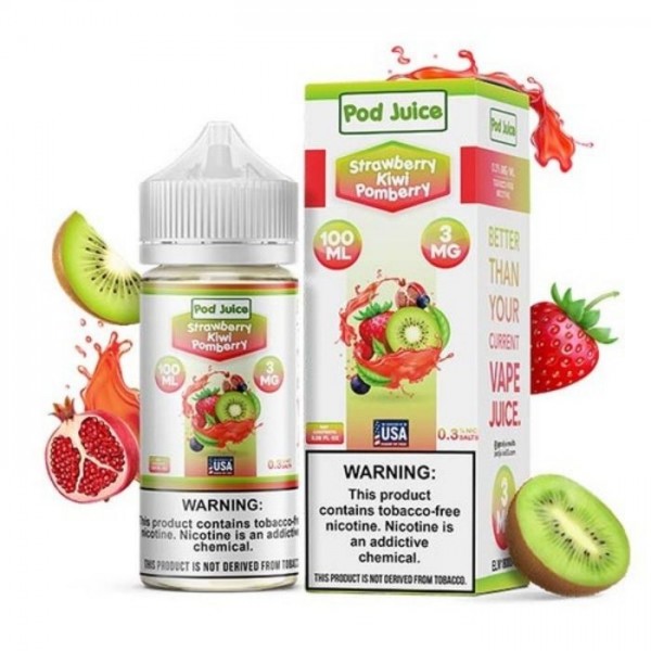 Strawberry Kiwi Pomberry Tobacco Free Nicotine Vape Juice by Pod Juice