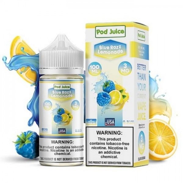 Blue Razz Lemonade Tobacco Free Nicotine Vape Juice by Pod Juice