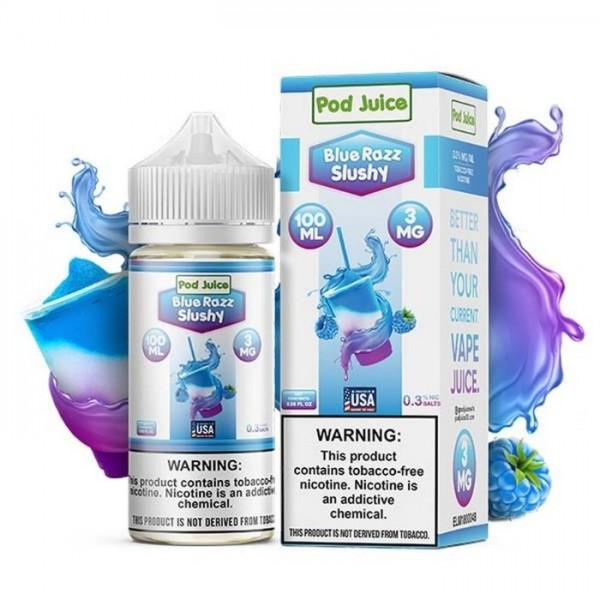 Blue Razz Slushy Tobacco Free Nicotine Vape Juice by Pod Juice