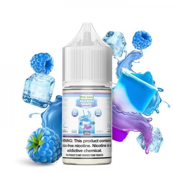 Blue Razz Slushy Freeze Tobacco Free Nicotine Salt Juice by Pod Juice