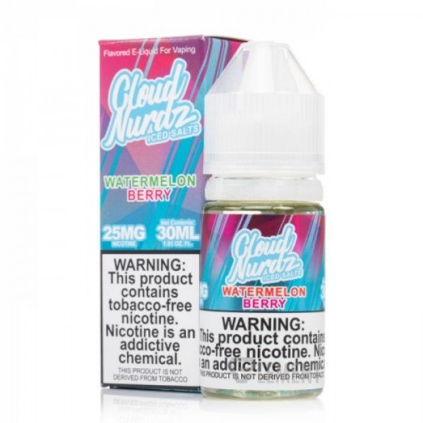 Watermelon Berry Iced Tobacco Free Nicotine Salt Juice by Cloud Nurdz