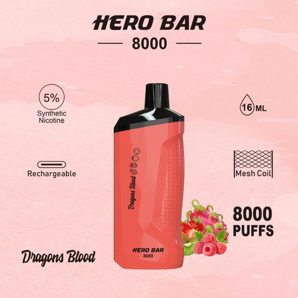 Hero Bars Disposable Vape Pen - 8000 Puffs