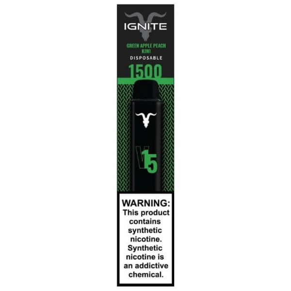 Ignite V15 Green Apple Peach Kiwi Disposable Vape Pen - 1500 Puffs